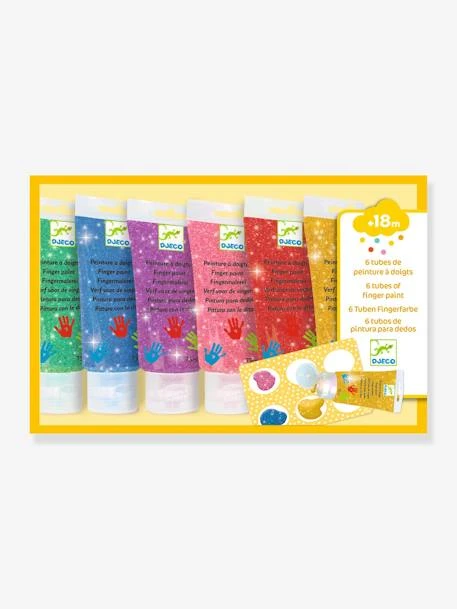 6 Tubes De Peinture à Doigts Paillettes - DJECO Jaune - Djeco 2 6 Tubes De Peinture à Doigts Paillettes - DJECO Jaune - Djeco – Image 2