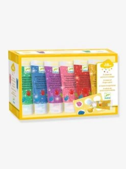 6 Tubes De Peinture à Doigts Paillettes - DJECO Jaune - Djeco