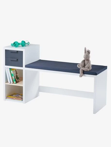 Banc De Lecture + Rangement LIGNE REGLISSE Blanc/gris Foncé - Vertbaudet 2 Banc De Lecture + Rangement LIGNE REGLISSE Blanc/gris Foncé - Vertbaudet – Image 2