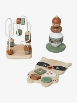 Nouvelles Arrivées 17 Coffret 3 Jeux D'éveil GREEN FOREST En Bois FSC® Multicolore - Vertbaudet