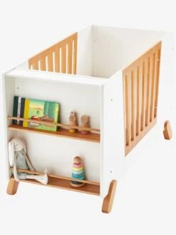 Lit Bébé Avec Barrière Amovible + Rangement Bibliothèque LIGNE PIROUETTE Blanc - Vertbaudet -Petit Monde Promos Boutique lit bebe avec barriere amovible rangement bibliotheque ligne pirouette 3