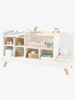 Lit Combiné 4 En 1 évolutif Avec Rangements Et Table à Langer COMBINID Blanc / Bois - Vertbaudet -Petit Monde Promos Boutique lit combine 4 en 1 evolutif avec rangements et table a langer combinid 2