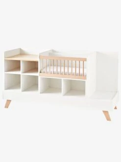 Lit Combiné 4 En 1 évolutif Avec Rangements Et Table à Langer COMBINID Blanc / Bois - Vertbaudet -Petit Monde Promos Boutique lit combine 4 en 1 evolutif avec rangements et table a langer combinid 3