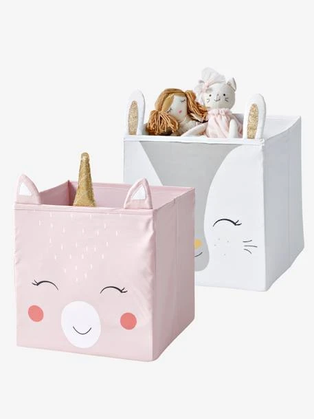 Lot De 2 Bacs De Rangement Magic Licorne Rose + Blanc - Vertbaudet 1 Lot De 2 Bacs De Rangement Magic Licorne Rose + Blanc - Vertbaudet