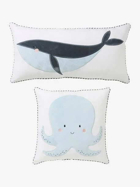 Lot De 2 Coussins SOUS L'OCÉAN Bleu - Vertbaudet 1 Lot De 2 Coussins SOUS L'OCÉAN Bleu - Vertbaudet