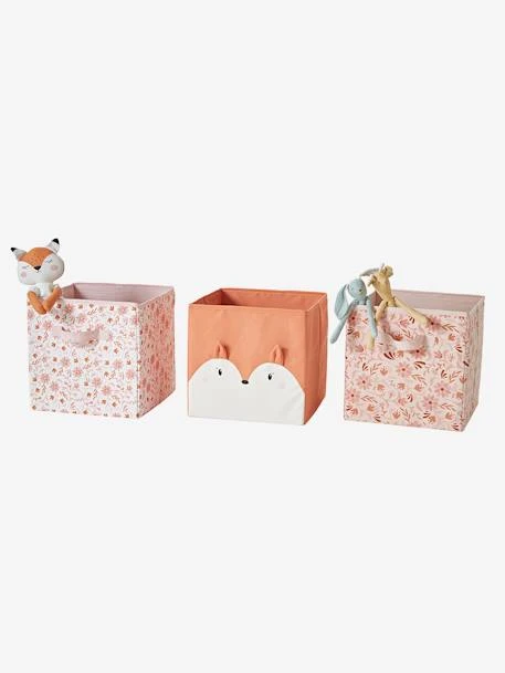 Lot De 3 Bacs De Rangement FLEURETTES Rose - Vertbaudet 1 Lot De 3 Bacs De Rangement FLEURETTES Rose - Vertbaudet