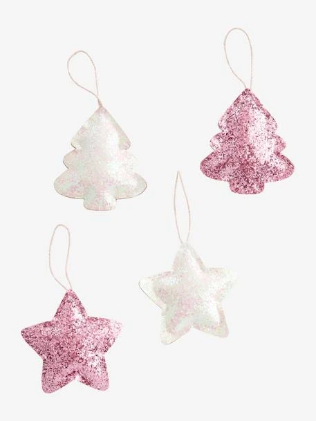Lot De 4 Décorations De Noël Glitter Rose - Vertbaudet 1 Lot De 4 Décorations De Noël Glitter Rose - Vertbaudet