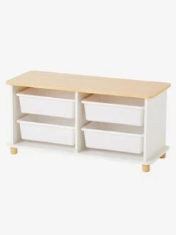 Meuble De Rangement + 4 Bacs LIGNE PTILOU Blanc/bois - Vertbaudet -Petit Monde Promos Boutique meuble de rangement 4 bacs ligne ptilou 2