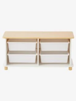 Meuble De Rangement + 4 Bacs LIGNE PTILOU Blanc/bois - Vertbaudet -Petit Monde Promos Boutique meuble de rangement 4 bacs ligne ptilou 3