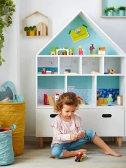 Meuble De Rangement 9 Cases Maison Blanc/bleu - Vertbaudet -Petit Monde Promos Boutique meuble de rangement 9 cases maison 4