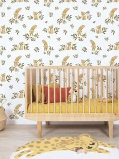 Papier Peint Léopard Savane Felidae LILIPINSO Ocre - Lilipinso -Petit Monde Promos Boutique papier peint leopard savane felidae lilipinso 2