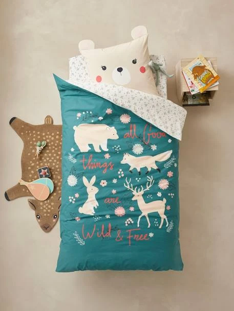 Parure Housse De Couette + Taie D'oreiller Enfant En Coton Bio* NATURE SAUVAGE Bleu - Vertbaudet 1 Parure Housse De Couette + Taie D'oreiller Enfant En Coton Bio* NATURE SAUVAGE Bleu - Vertbaudet