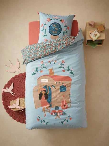 Parure Housse De Couette + Taie D'oreiller Enfant GIPSY ROULOTTE Bleu - Vertbaudet 1 Parure Housse De Couette + Taie D'oreiller Enfant GIPSY ROULOTTE Bleu - Vertbaudet