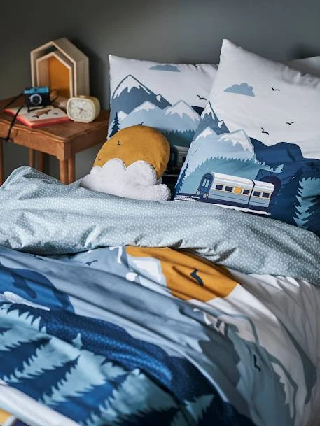 Parure Housse De Couette + Taie D'oreiller Enfant SUR LES RAILS Vert - Vertbaudet 6 Parure Housse De Couette + Taie D'oreiller Enfant SUR LES RAILS Vert - Vertbaudet – Image 6